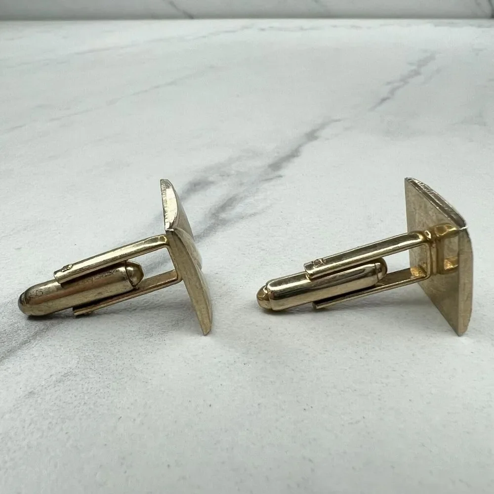 Gold Tone Vintage Textured Square Cufflinks